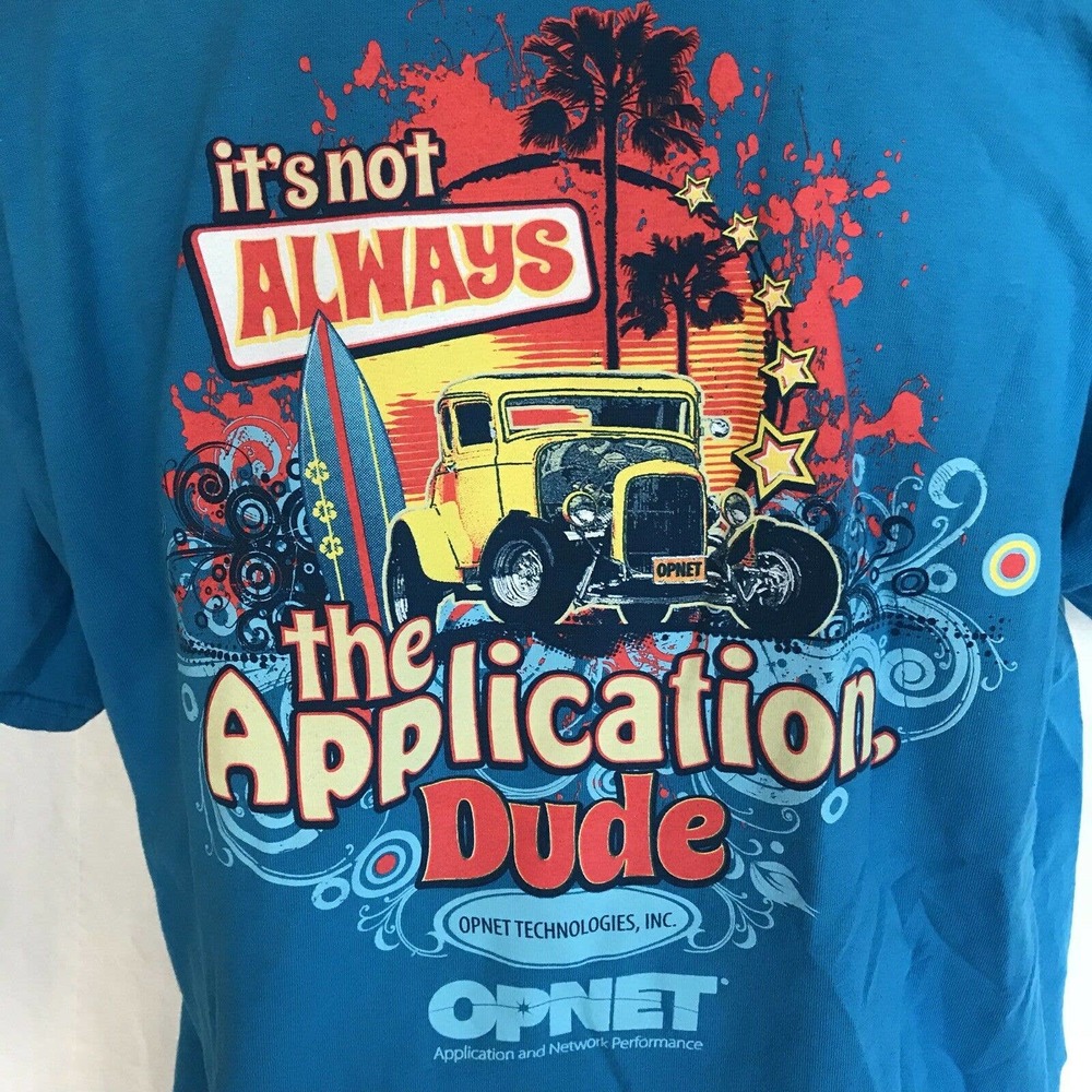 Hot Rod Not ALWAYS The Network Dude Men's XL T-Shirt Front Back Graphics OPNET